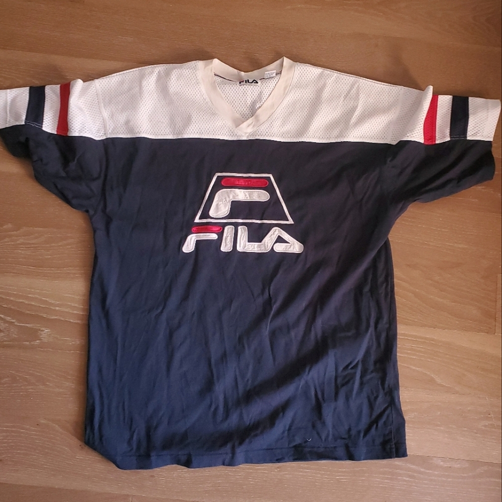 FILA Hockey Jersey Shirt VINTAGE Mesh 2XL XXL Blue White Red 1990s 90s